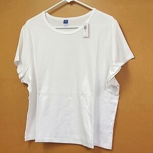 Old Navy Size XXL White Knit Ribbed Cropped T-Shirt